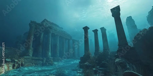 Mystic Atlantis Rediscovered: Diving into the Legendary Sunken Island Civilization with Impressive Temples and Classic Columns