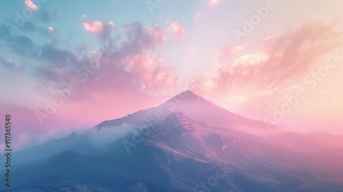 dawn over a calm mountain, gentle colors and pastel sky 32k, full ultra hd, high resolution