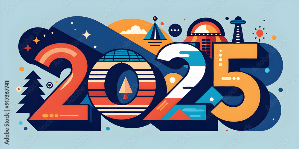 Fototapeta premium 2025 text colorful text