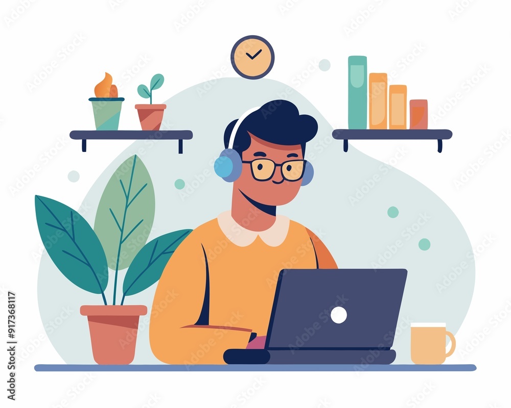 A Modern Vector Illustration of Remote Productivity customer helpline A Modern Vector Illustration of Remote Productivity customer helpline