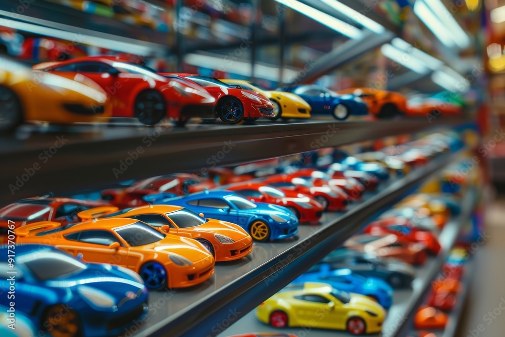 custom made wallpaper toronto digitalA shelf filled with rows of vibrant Hot Wheels cars and tracks, perfect for any car enthusiast. The colorful display showcases a variety of car models and track designs.
