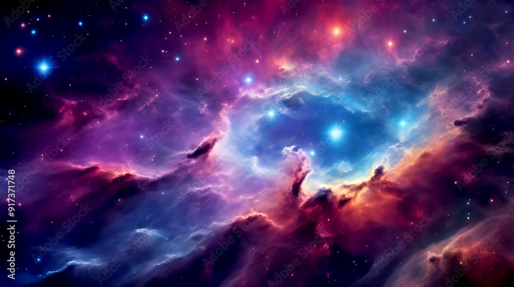 Naklejka premium Colourful space galaxy, Starry night cosmos. Beautiful background wallpaper