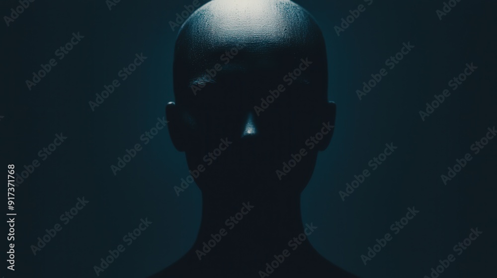 Detailed image of a person with a distorted face, half hidden in shadow, symbolizing persistent mental discomfort and pain, [mental pain, ongoing struggle].