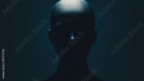 Detailed image of a person with a distorted face, half hidden in shadow, symbolizing persistent mental discomfort and pain, [mental pain, ongoing struggle].