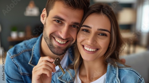 Happy Couple Holding Keys to a New Home