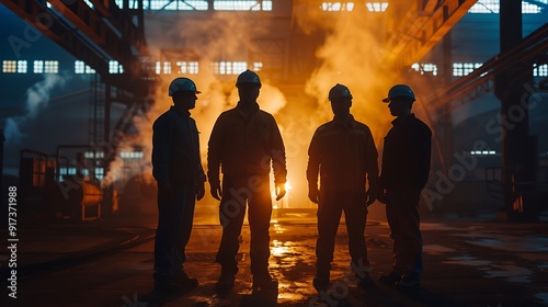 Eine Gruppe von Fabrikarbeitern erledigt ihre Arbeit in der Fabrik photo