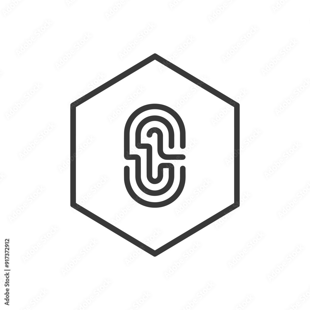 Fingerprint Icon Inside a Hexagon Fingerprint Icon Inside a Hexagon