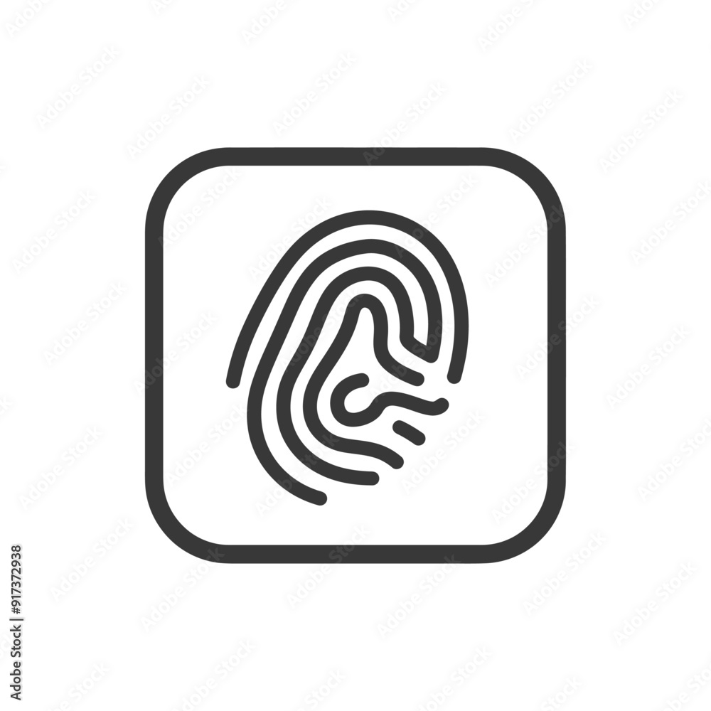 Fingerprint Icon in Square Frame Fingerprint Icon in Square Frame
