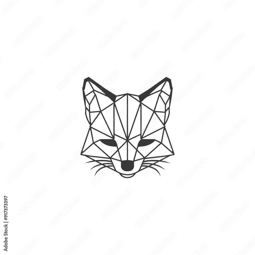 Fototapeta premium Geometric Fox Head Illustration in Black and White