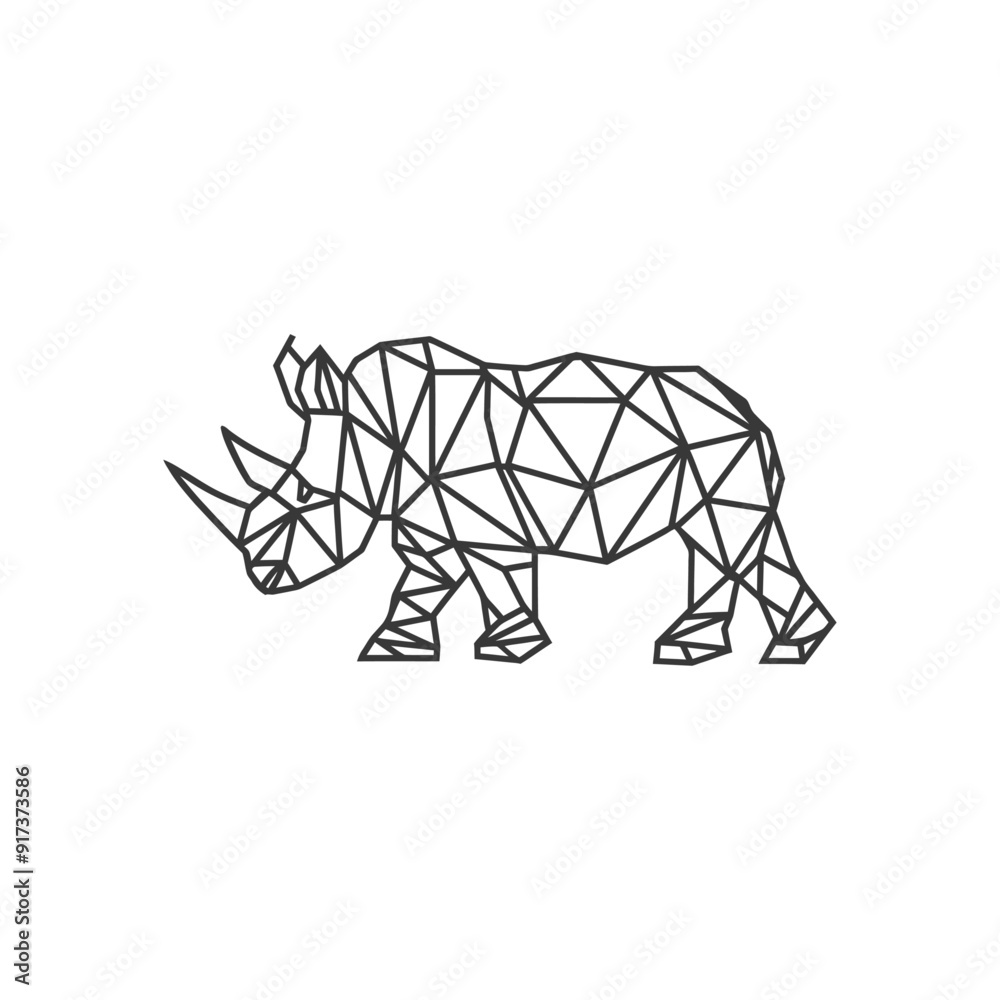 Geometric Line Art Illustration of a Rhinoceros Geometric Line Art Illustration of a Rhinoceros