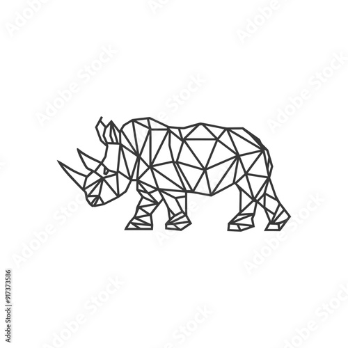 Geometric Line Art Illustration of a Rhinoceros