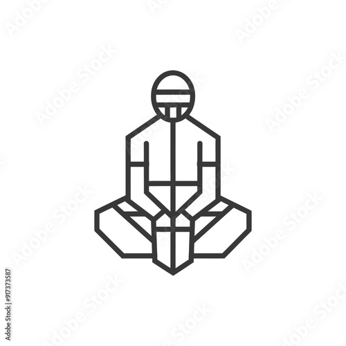 Geometric Line Art Illustration of a Person in a Seated Position