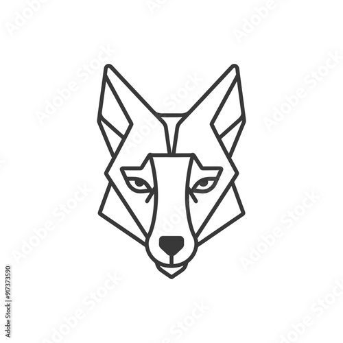 Geometric Line Art Illustration of a Wolfs Head