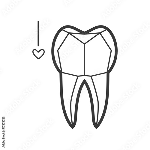 Geometric Outline of a Tooth with a Heart