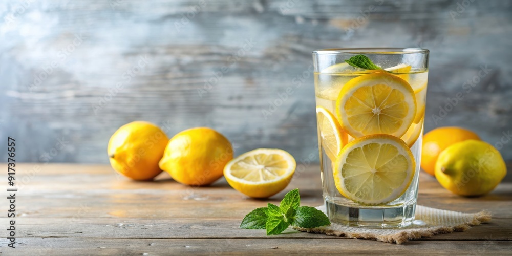 Refreshing glass of water with slices of fresh lemons, lemons, water, citrus, refreshing, drink, healthy, hydration, summer Refreshing glass of water with slices of fresh lemons, lemons, water, citrus, refreshing, drink, healthy, hydration, summer