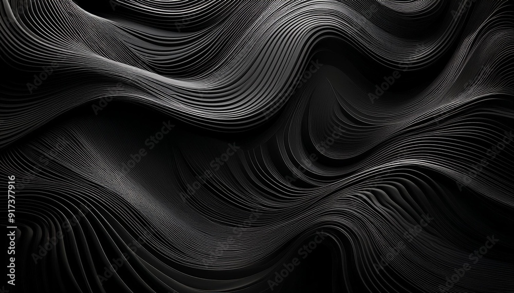 Abstract black background with wavy lines, created with Generative Ai Technology Abstract black background with wavy lines, created with Generative Ai Technology
