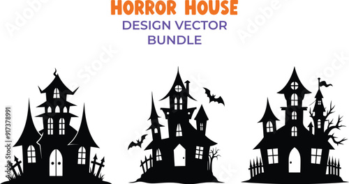 Horror hunted house vector design bundle