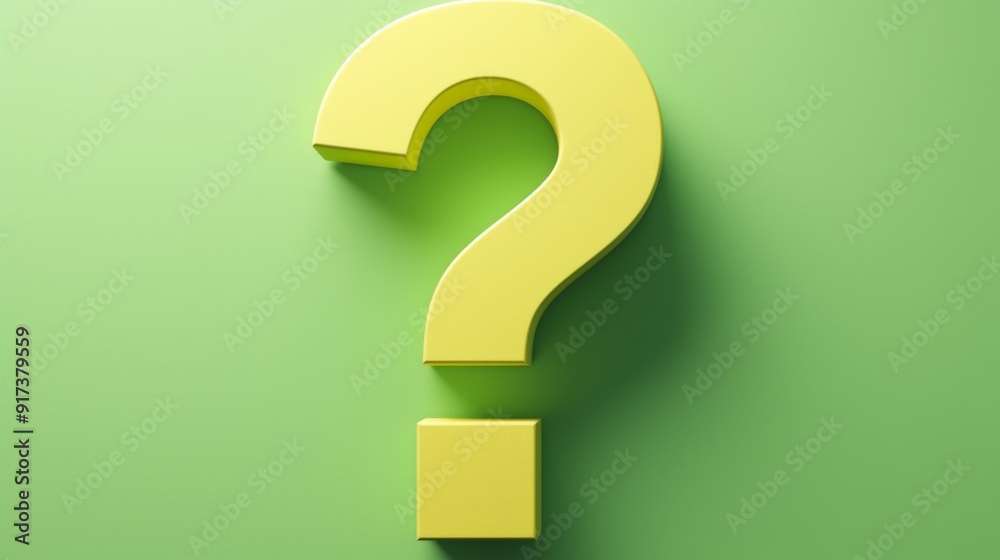 Minimalist 3D Green Question Mark on Light Green Background with Ample Copy Space for Text Minimalist 3D Green Question Mark on Light Green Background with Ample Copy Space for Text
