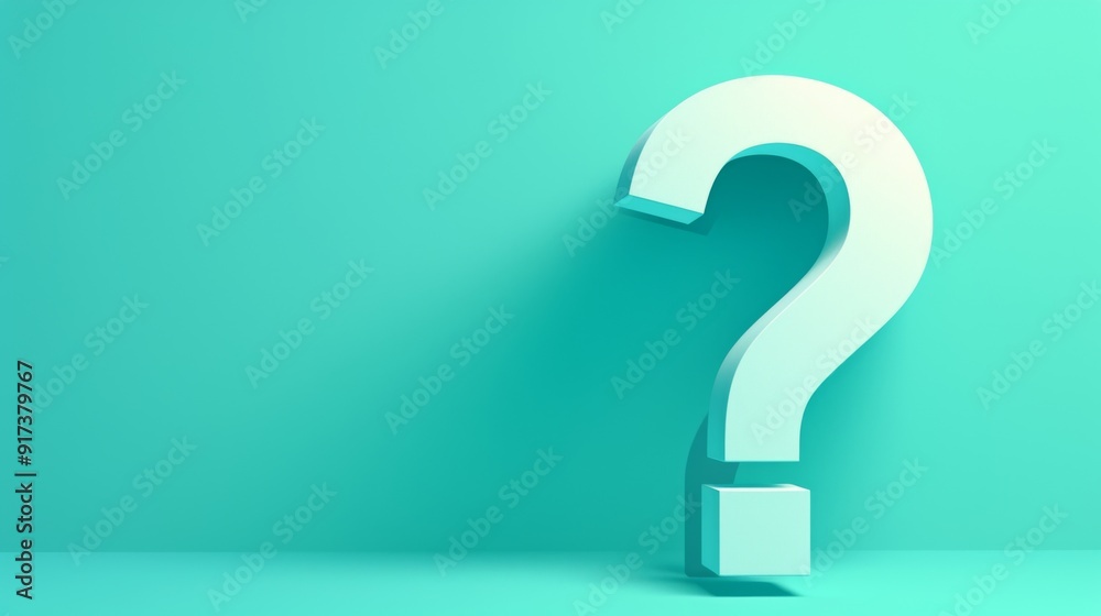 Minimalist 3D Green Question Mark on Light Green Background with Ample Copy Space for Text Minimalist 3D Green Question Mark on Light Green Background with Ample Copy Space for Text
