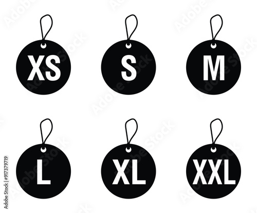 Clothes sizes sign XS S M L XL XXL. Label icon vector. Size clothing t-shirt for labels. Apparel sizes logo or icon. Eps10 vector illustration.