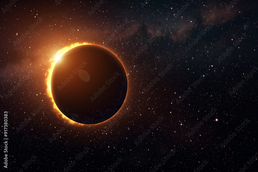The spectacle of a solar eclipse captured in space, showing the sun partially obscured by the moon with a brilliant golden corona. The spectacle of a solar eclipse captured in space, showing the sun partially obscured by the moon with a brilliant golden corona.