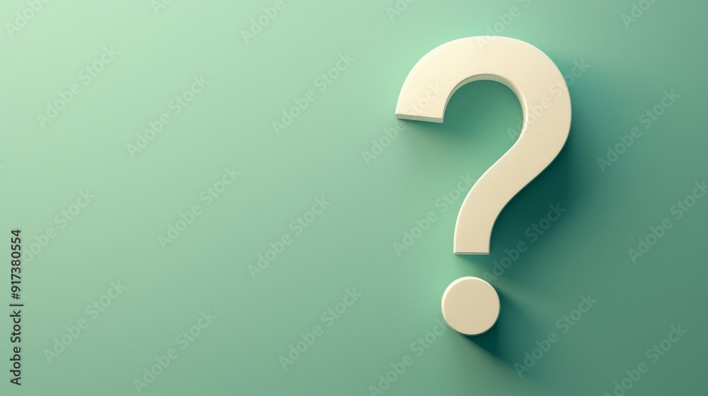 3D White Question Mark on Green Background with Ample Copy Space for Text 3D White Question Mark on Green Background with Ample Copy Space for Text