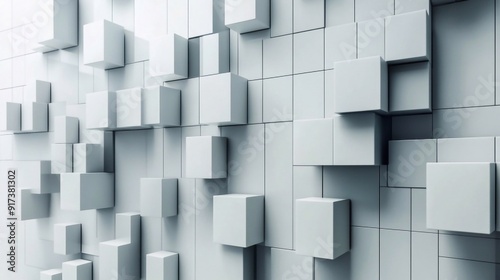 Abstract geometric blocks on white background, 3d