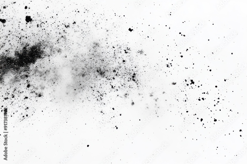 Textured appearance of dust and particles on a light backdrop. Soil overlay or filter technique applied for an aged and distressed visual aesthetic