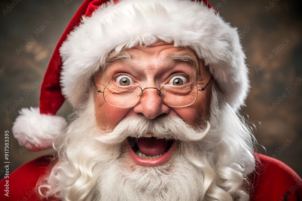 Portrait of Santa Claus with an expression of joy and surprise on his face Portrait of Santa Claus with an expression of joy and surprise on his face
