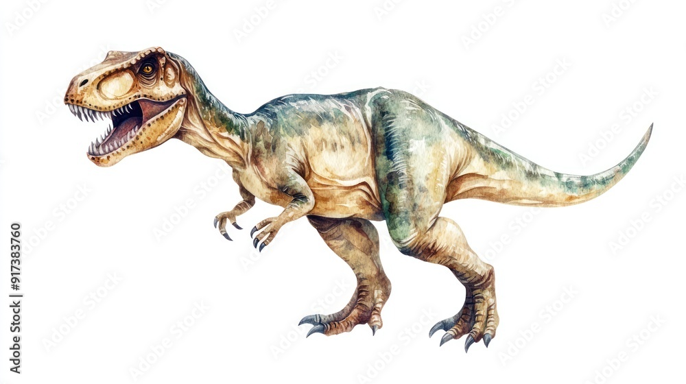 Watercolor Illustration of a Tyrannosaurus Rex Dinosaur Watercolor Illustration of a Tyrannosaurus Rex Dinosaur