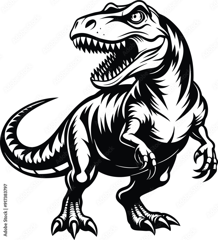 T-Rex Dinosaur Vector Art, High-Quality Line Art Illustration, Black & White, 8K High Resolution, No Background, Silhouette Illustration for CNC, Laser Engraving Design on White Background T-Rex Dinosaur Vector Art, High-Quality Line Art Illustration, Black & White, 8K High Resolution, No Background, Silhouette Illustration for CNC, Laser Engraving Design on White Background