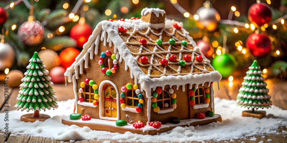 Naklejka premium gingerbread house at Christmas day
