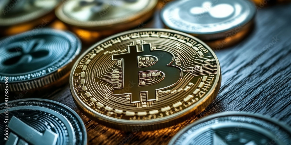 Bitcoin cryptocurrency coin close-up Bitcoin cryptocurrency coin close-up