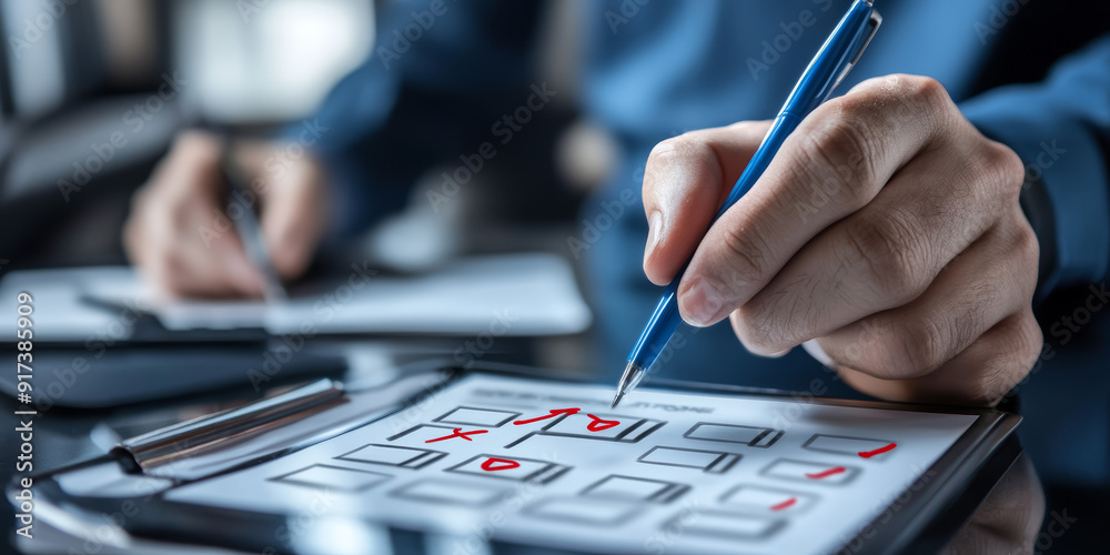 Checkbox Exam checklist concept, online questionnaire with checkboxes, online exam ...