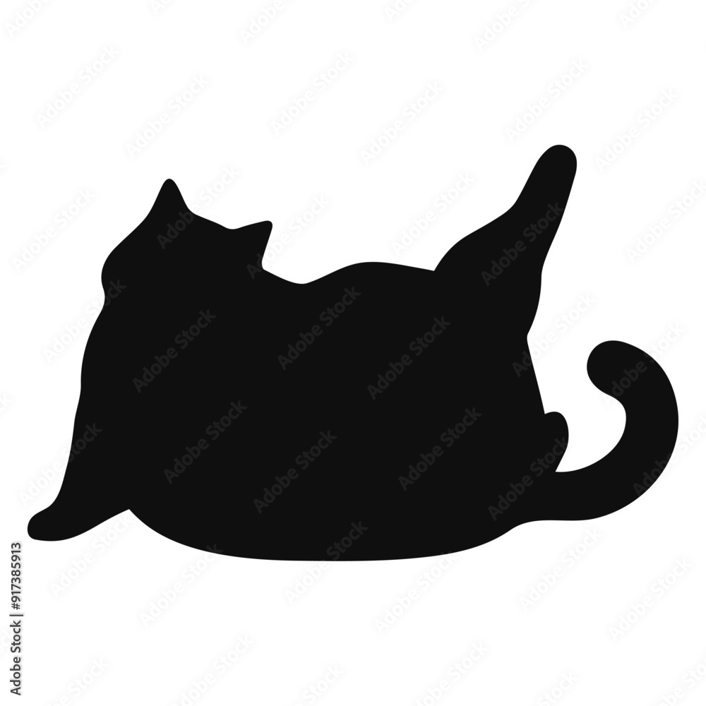 fat Cat black silhouette. Vector 9 fat Cat black silhouette. Vector 9
