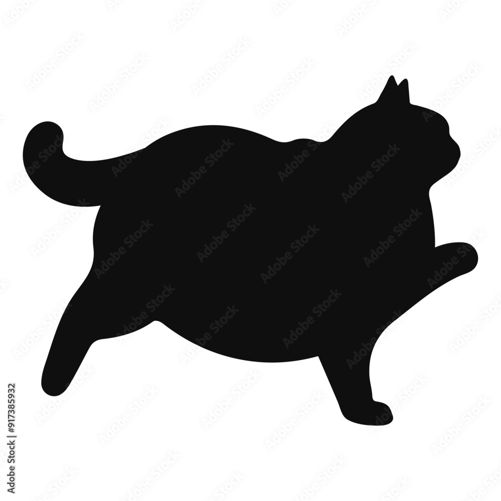 fat Cat black silhouette. Vector 11 fat Cat black silhouette. Vector 11
