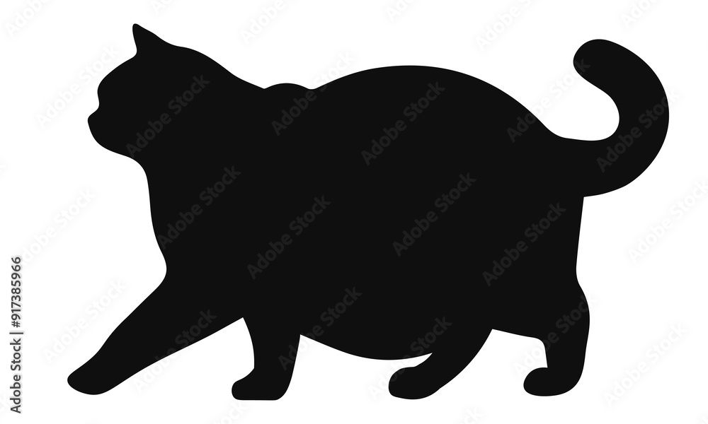 fat Cat black silhouette. Vector illustration fat Cat black silhouette. Vector illustration