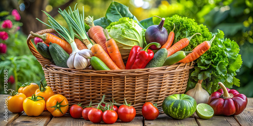 vegetable in nice decorated basket and all fresh