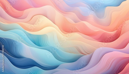 Serene abstract background with soft pastel waves, creating a calming and harmonious effect.