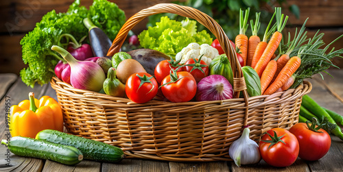 vegetable in nice decorated basket and all fresh