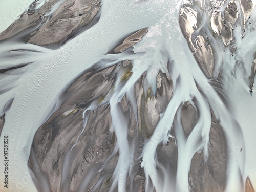 Aerial view of Glacier rivers in Alaska, USA