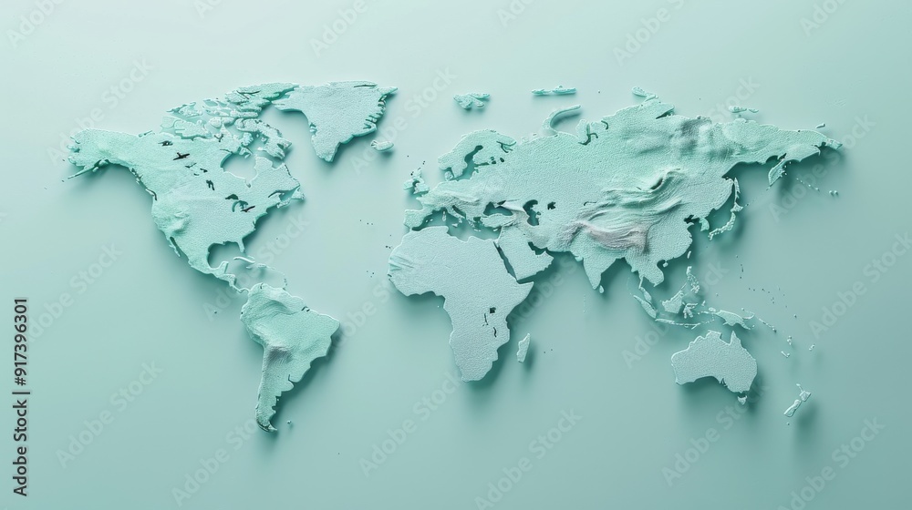 An artistically rendered world map with layered, light blue textures on a soft pastel background. An artistically rendered world map with layered, light blue textures on a soft pastel background.