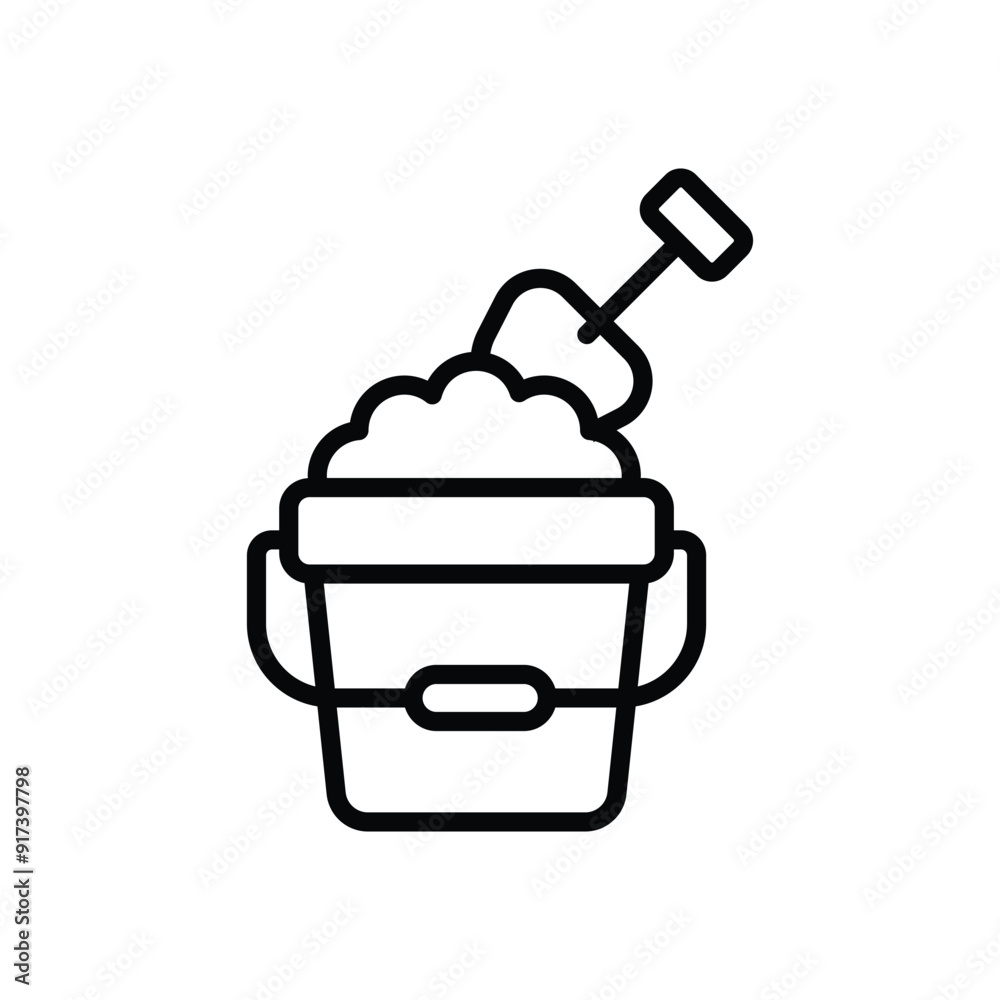 Sand Bucket And Shovel vector icon