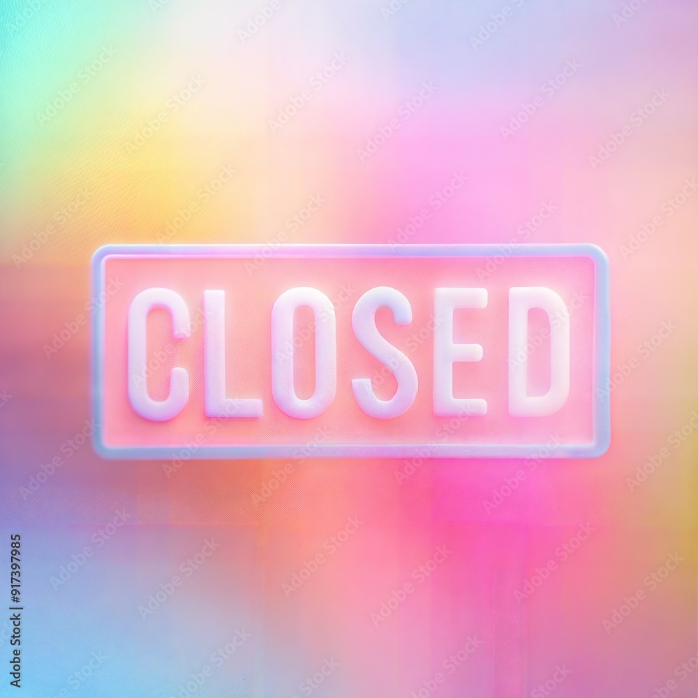 Vibrant Closed Sign with Neon Glow and Colorful Gradient Background for Business and Retail Vibrant Closed Sign with Neon Glow and Colorful Gradient Background for Business and Retail