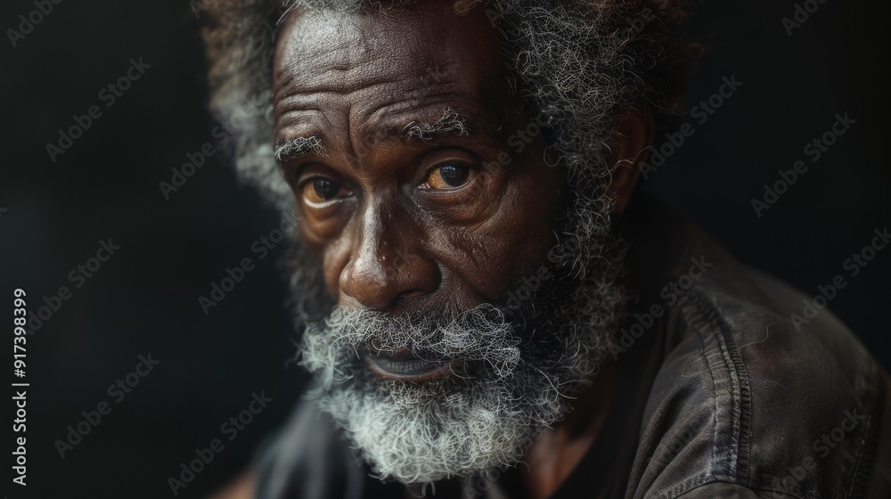 An elderly man with a wise, gentle expression gazes into the camera, his face accentuated by a gray beard and deep-set eyes, set against a dark background. An elderly man with a wise, gentle expression gazes into the camera, his face accentuated by a gray beard and deep-set eyes, set against a dark background.