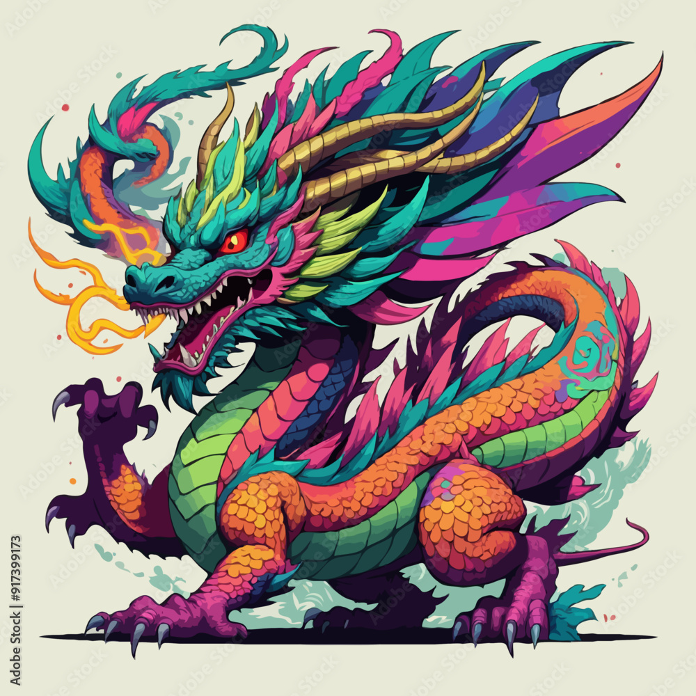 Chinese dragon illustration vector