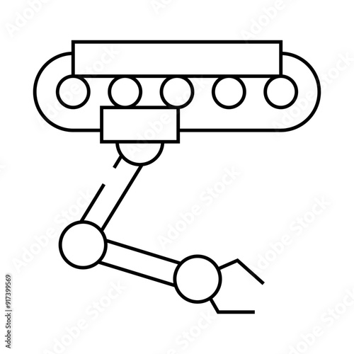 robotic hand on rail line icon vector. robotic hand on rail sign. isolated contour symbol black illustration photo