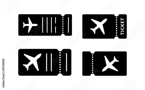 Plane ticket icon, illustrations.