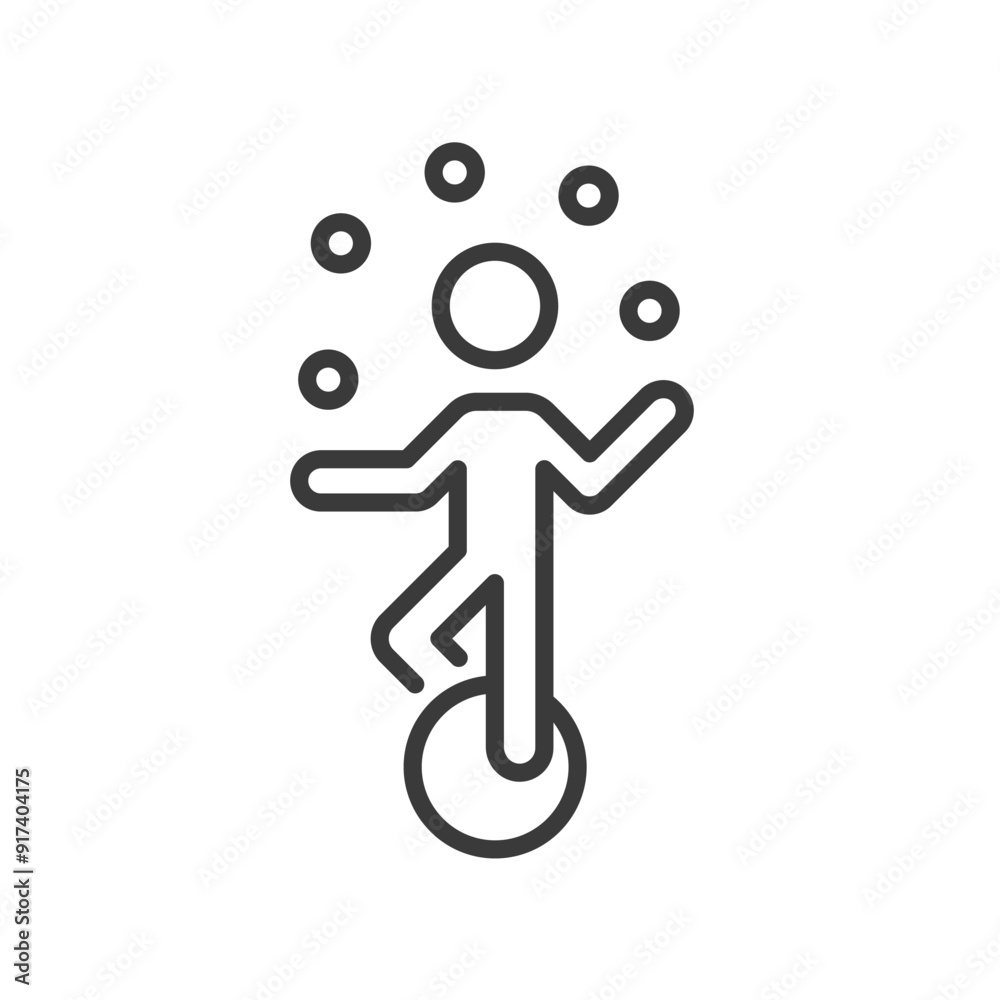 efficiency balance achievement challenge linear icon, circus acrobat artist juggling balls, exercise and physical activity, isolated flat vector illustration efficiency balance achievement challenge linear icon, circus acrobat artist juggling balls, exercise and physical activity, isolated flat vector illustration