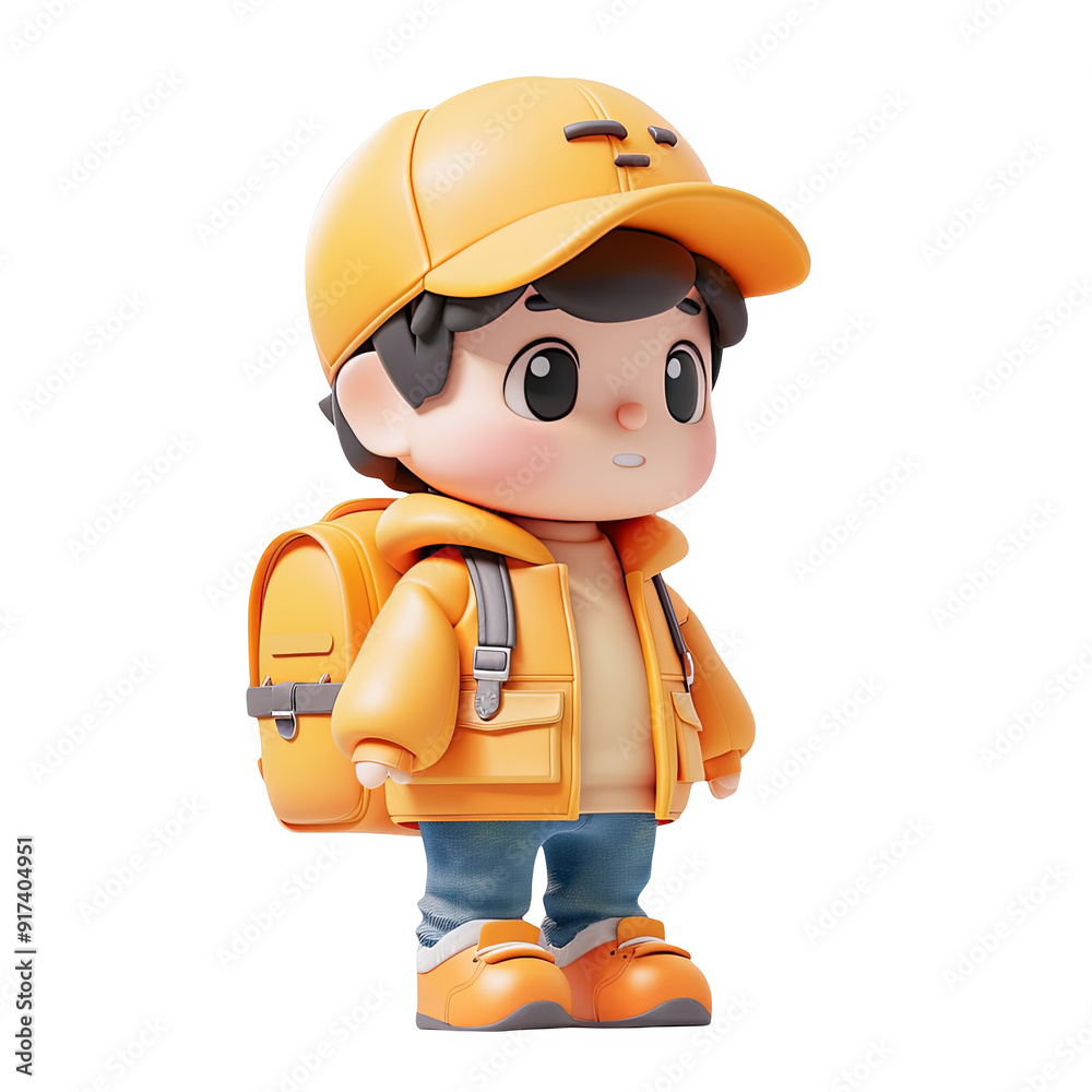 3D Render Cute Boy With Yellow Cap And Jacket Carrying Backpack Isolated On Transparent Background PNG Illustration For Travel, Education, Adventure, And Back To School Themes 3D Render Cute Boy With Yellow Cap And Jacket Carrying Backpack Isolated On Transparent Background PNG Illustration For Travel, Education, Adventure, And Back To School Themes